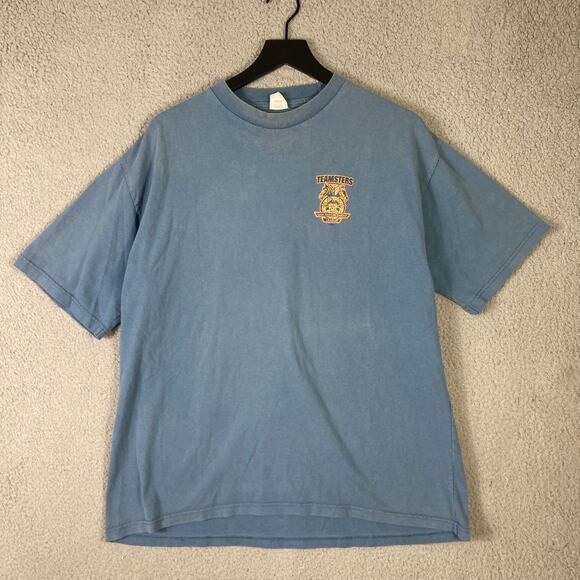 Vintage Teamsters Local 385 Union Pride T-Shirt‎ Men's M Blue Graphic Crew Neck - Picture 8 of 10
